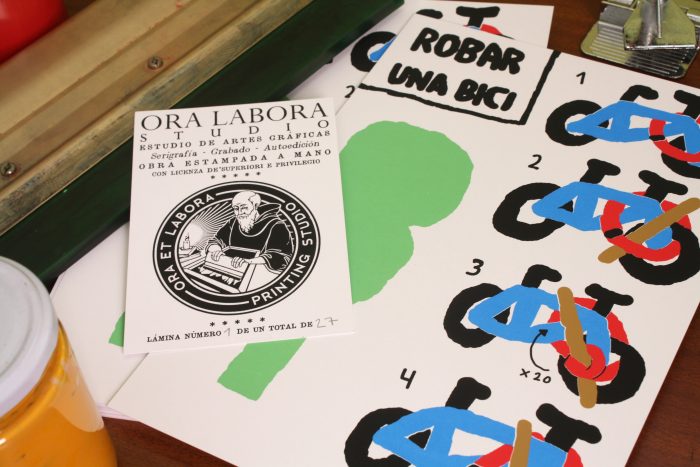 Robar una bici. Serigrafía. Eloy Arribas. Printed in Ora Labora Studio.