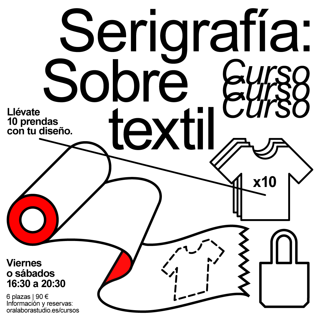 Cartel curso serigrafía textil en Ora Labora Studio