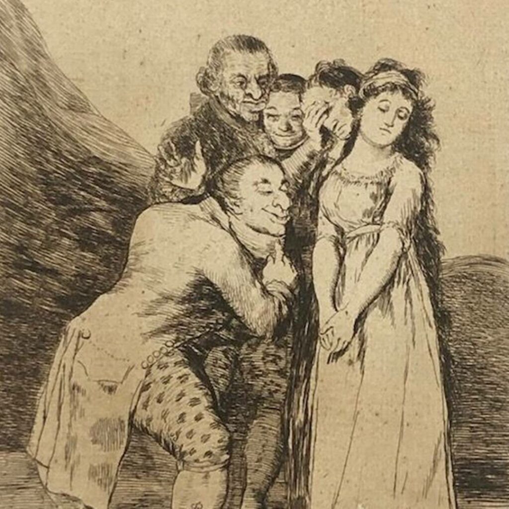 Capricho 14, Qué sacrificio, Francisco de Goya, 1799.