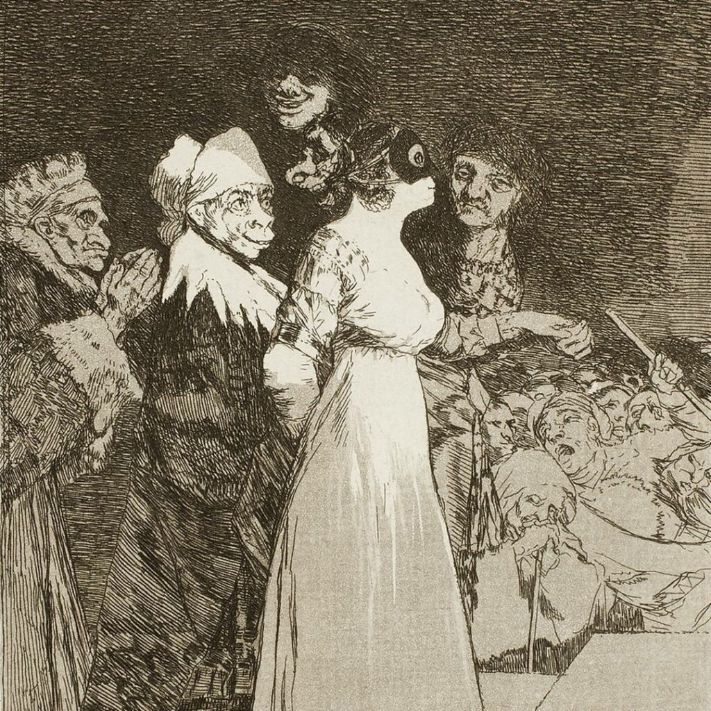 Capricho 2, El sí pronuncian y la mano alargan, Francisco de Goya, 1799.