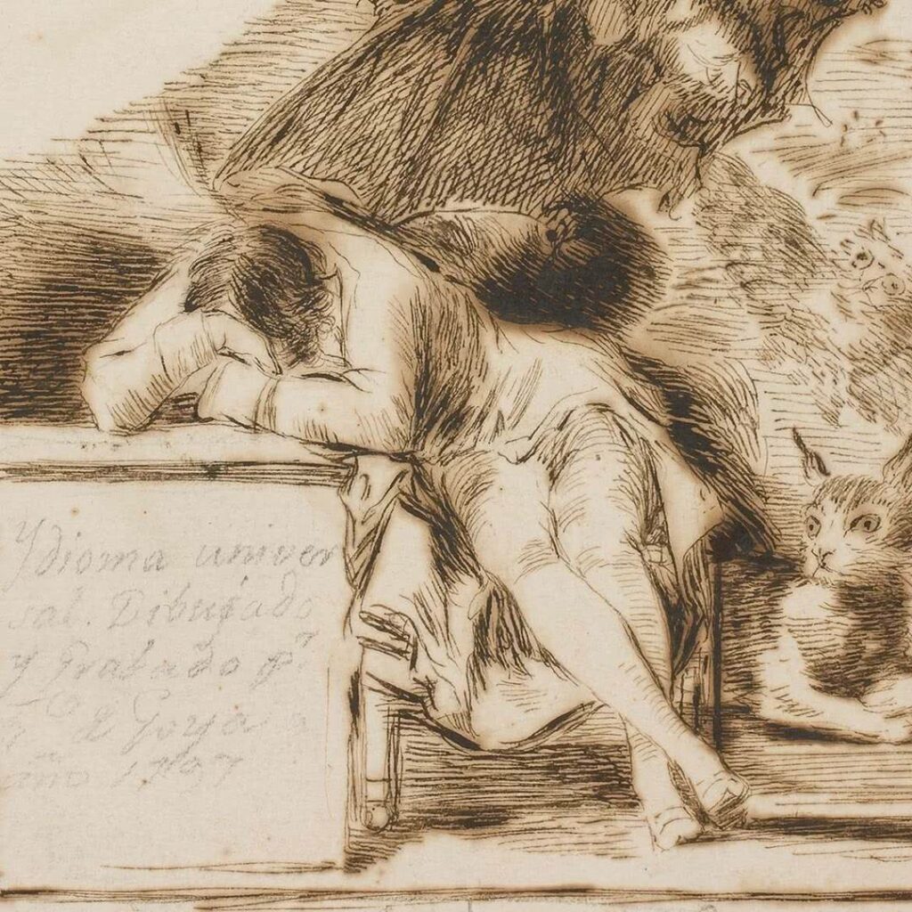 Los Caprichos de Goya. El sueño de la razón produce monstruos. Dibujo preparatorio.