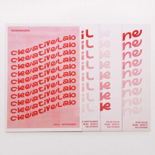 Carteles impresos en risografía para Creative Lab, proyecto de CEI Escuela de Diseño