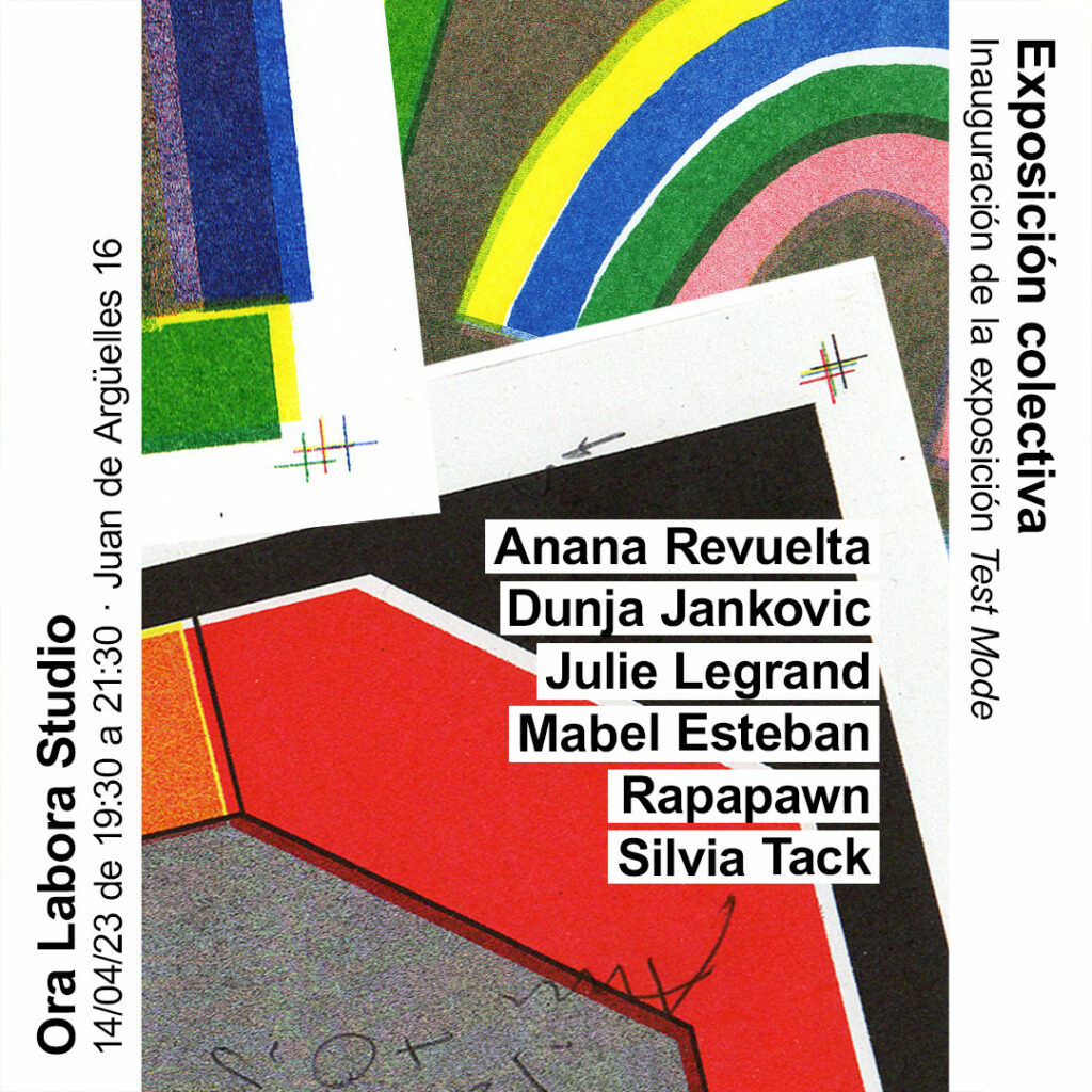 Cartel de la exposición colectiva en risografía Test Mode en Ora Labora Studio.