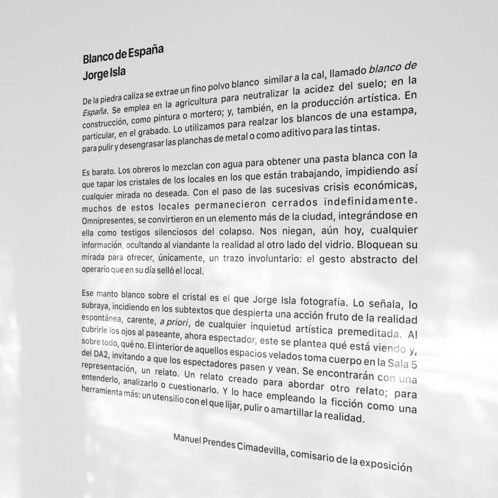 Blanco de España, exposición de Jorge Isla en el Centro de Arte DA2 de Salamanca comisariada por Manuel Prendes - Ora Labora Studio